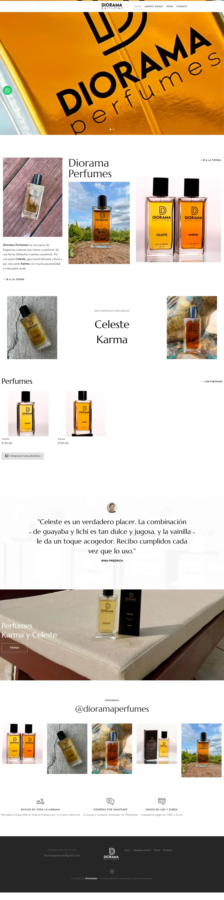Diorama Perfumes — sitio web